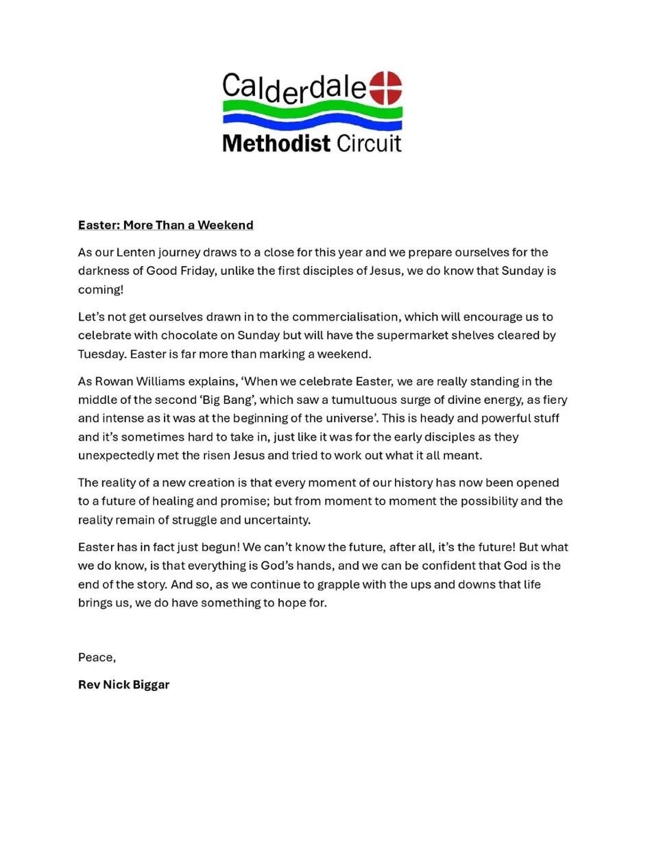 Easter Message 2026 – Rev N Biggar