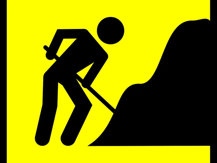Road sign, roadsign, road work, man, worker