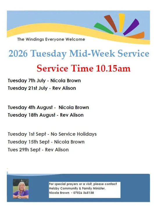 2026 Tuesday Services The Windings July – Sept