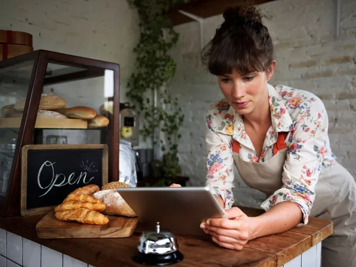 Woman using digital tablet