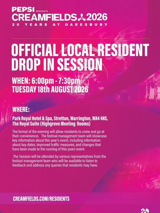 Creamfields 2026 Residents Invite Flyer