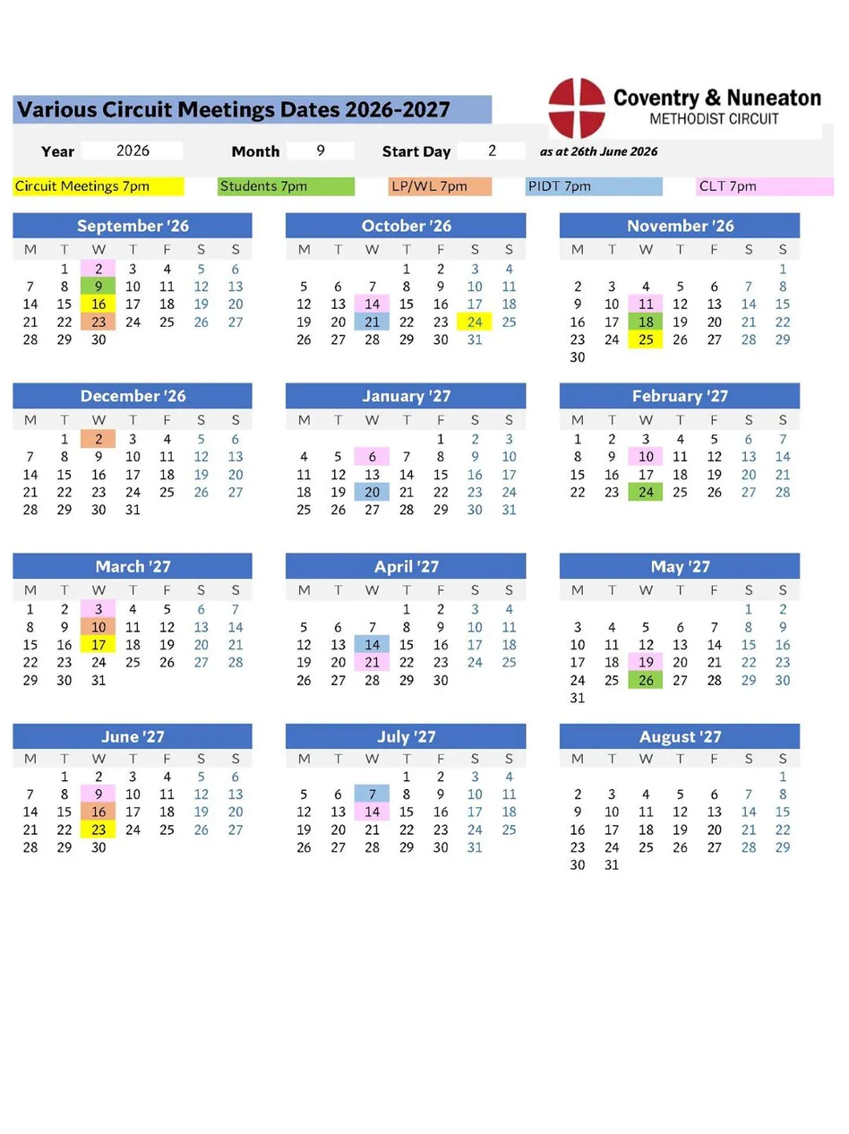 2026-2027 Various Meeting Dates