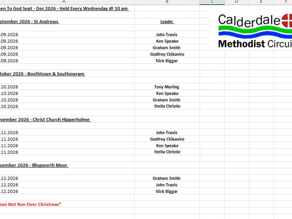 Open to God – Locations, Dates and Leaders – Sept