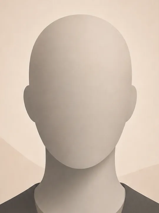 Gender-neutral illustrated head-and-shoulders placeholder on a soft beige background