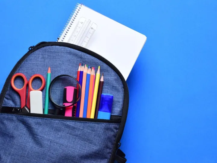 Closeup shot of a bag full of stationery