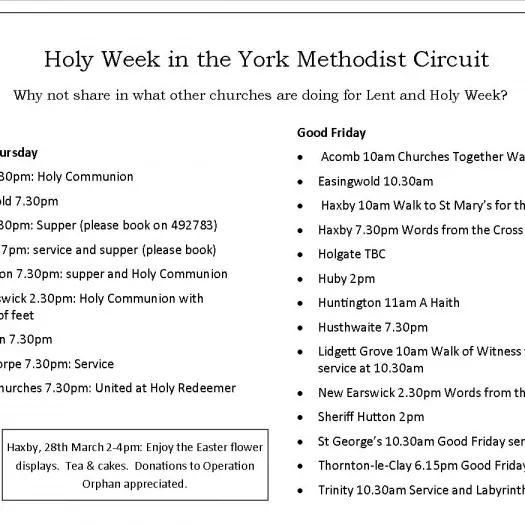 Lent and Easter events 2016 2