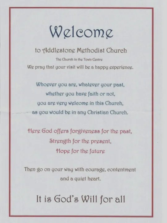Welcome notice