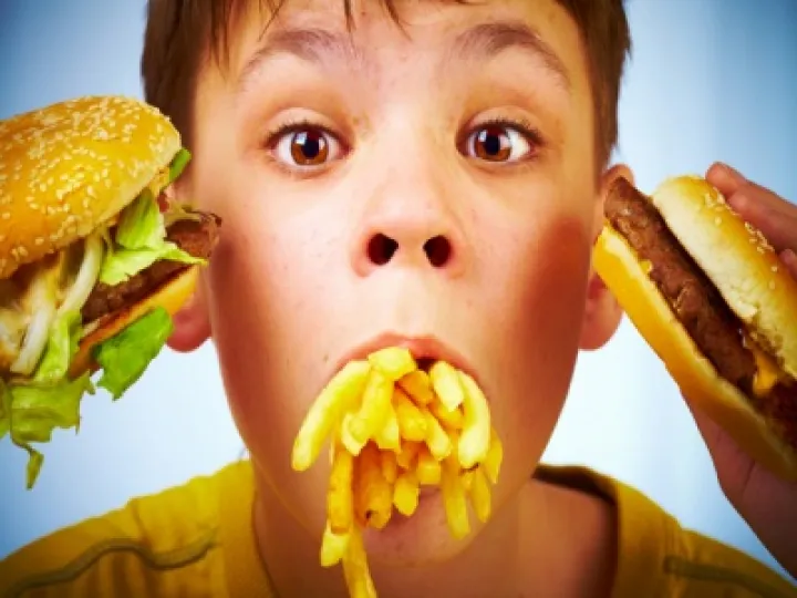 Child eating fast food 01