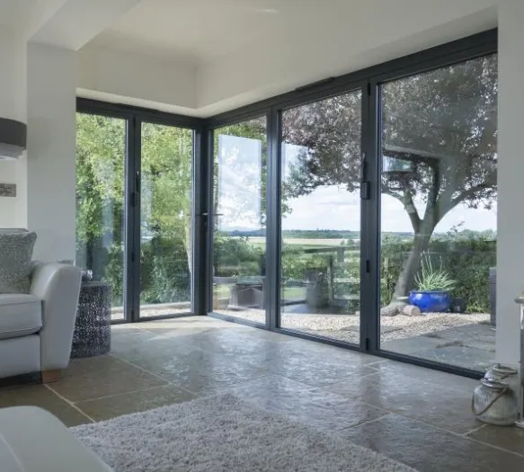 Dark grey aluminium bifold doors