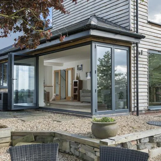 Aluminium bifold doors and garden