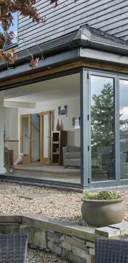Aluminium bifold doors and garden