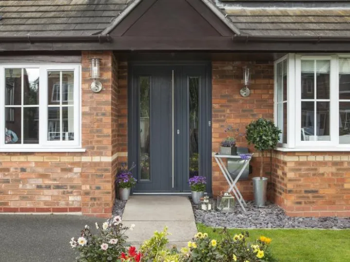 Dark grey door with side panel