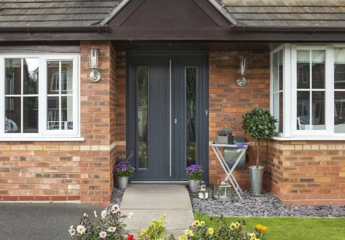 Dark grey door with side panel
