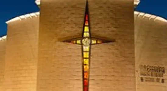 Image  Front of Church   nightime for home page rolling images