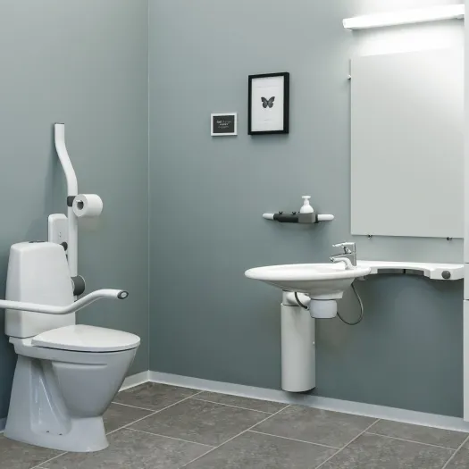ROPOX TO SHOWCASE ACCESSIBLE PRODUCT RANGES AT NAIDEX 2023 Bathroom with swing washbasin