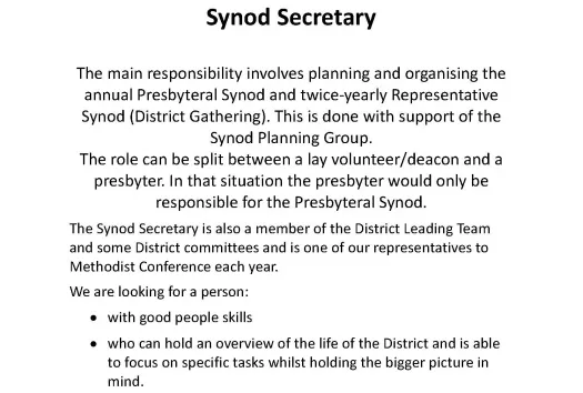 Synod Secretary advert