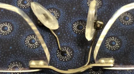 Broken nose pad on glasses