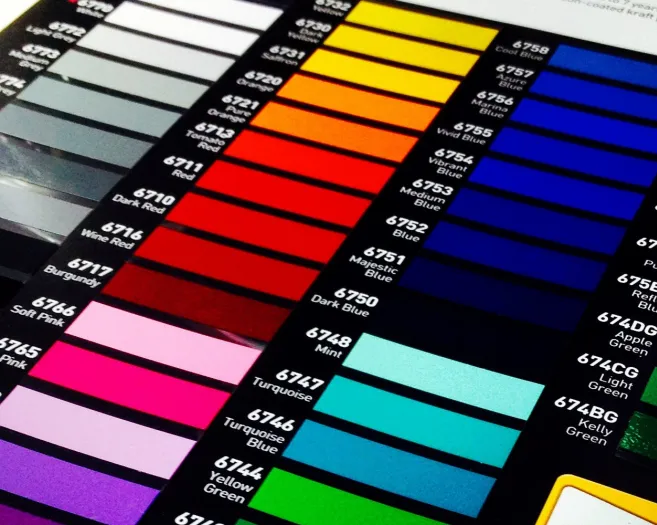 Pantone colour chart