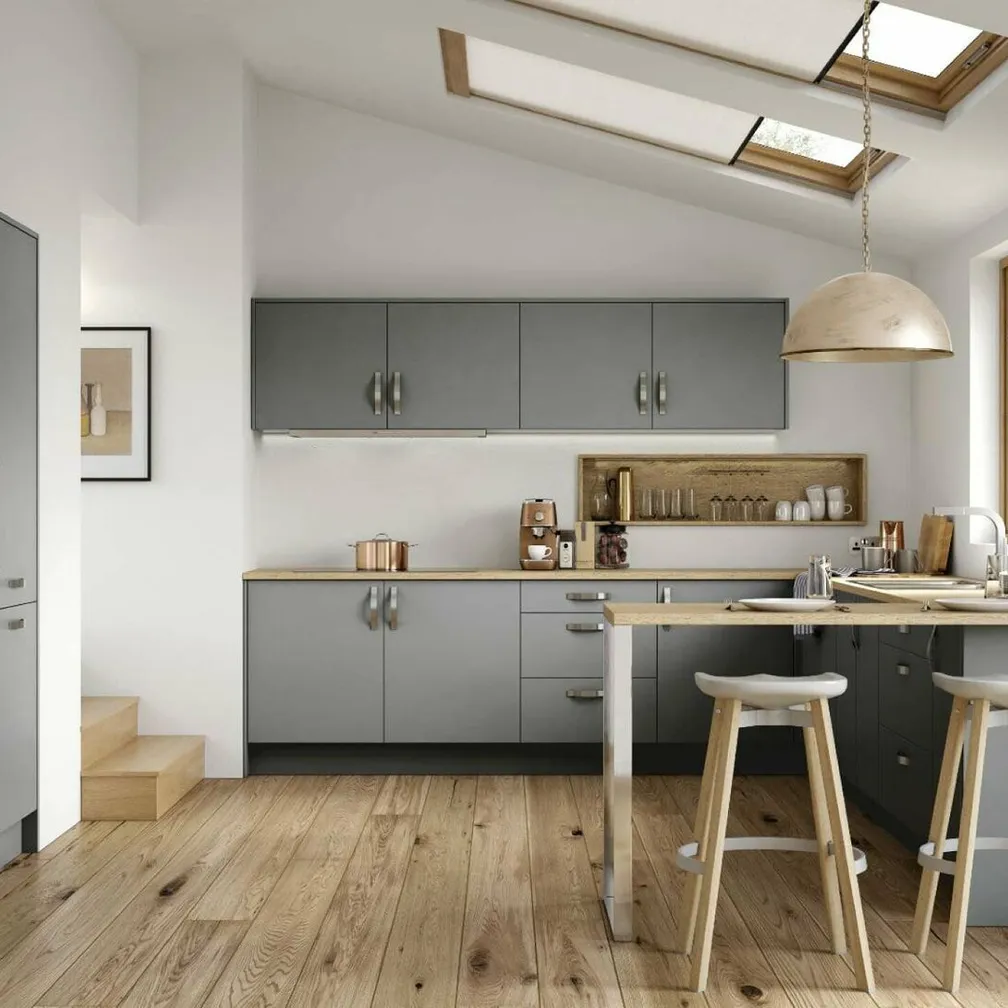 Alku Modern Matt Grey U-Shaped Kitchen