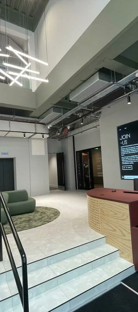 Bright modern office seating area