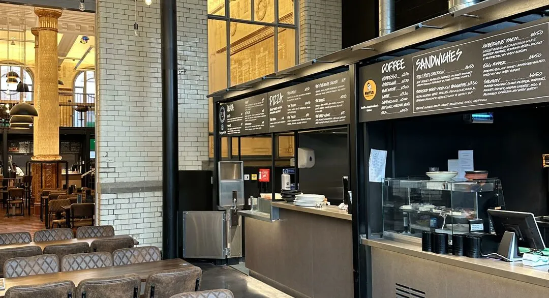 Large modern open-plan restaurant with industrial themed fit-out