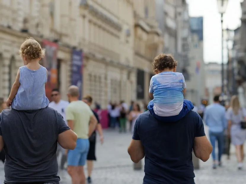 People, walking, promenade, children, street