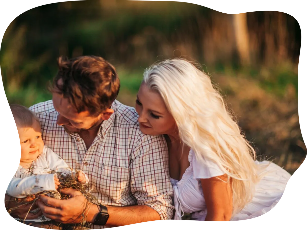 Mother and Child Enjoying a Farm Picnic