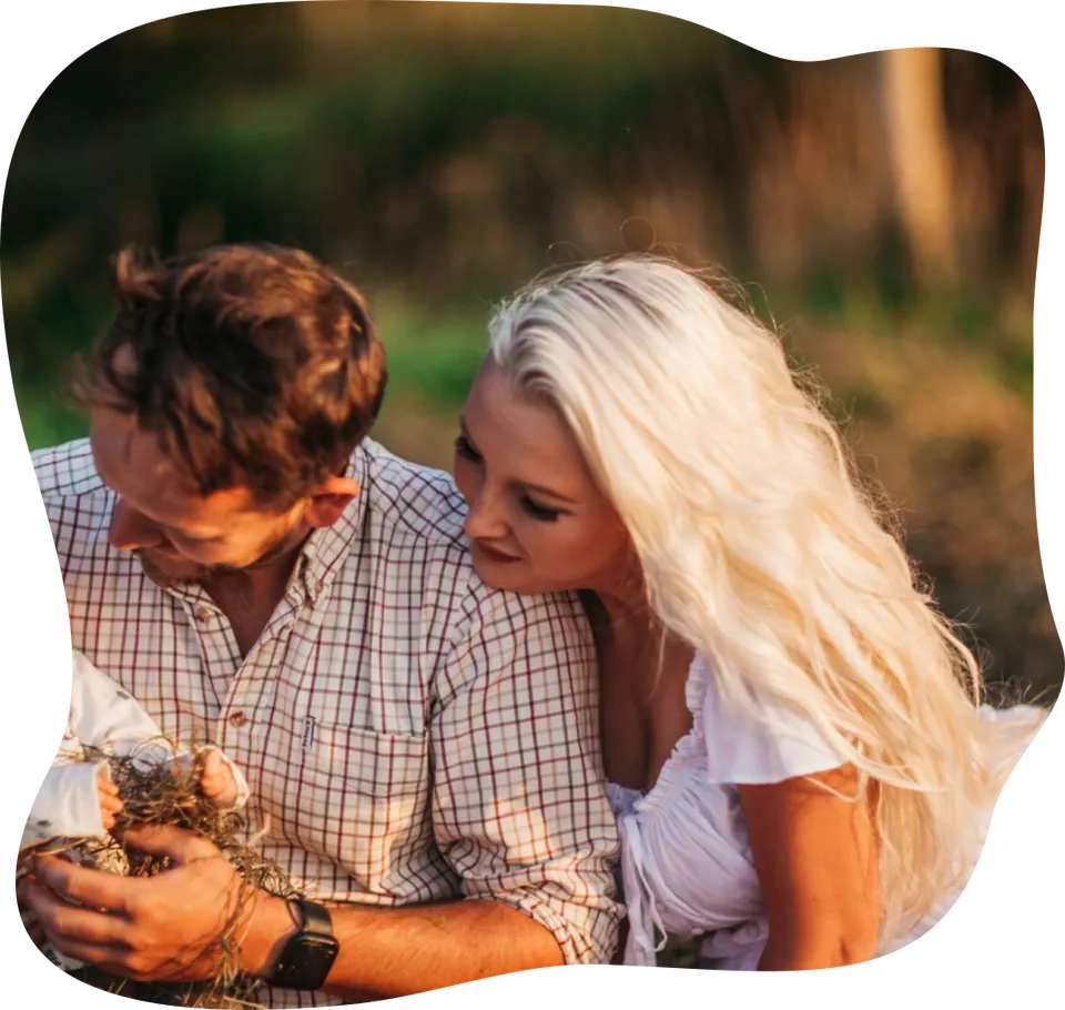 Mother and Child Enjoying a Farm Picnic