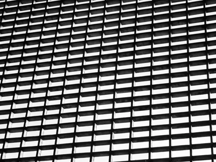 Geometric black and white grid pattern creating