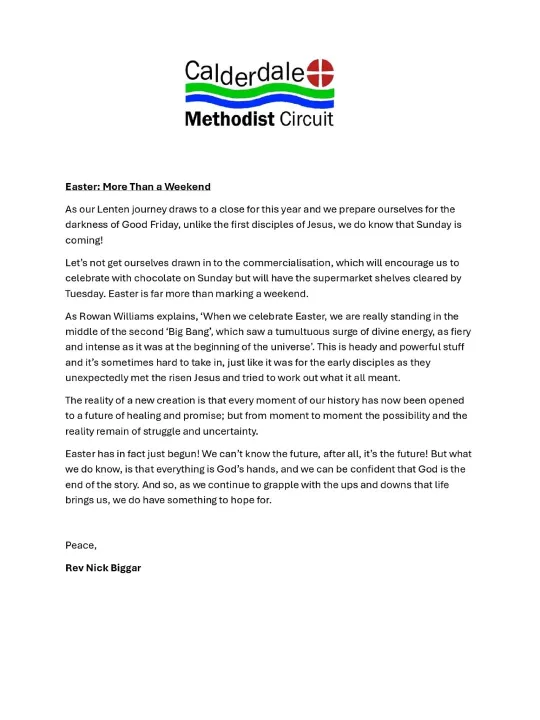 Easter Message 2026 &ndash; Rev N Biggar