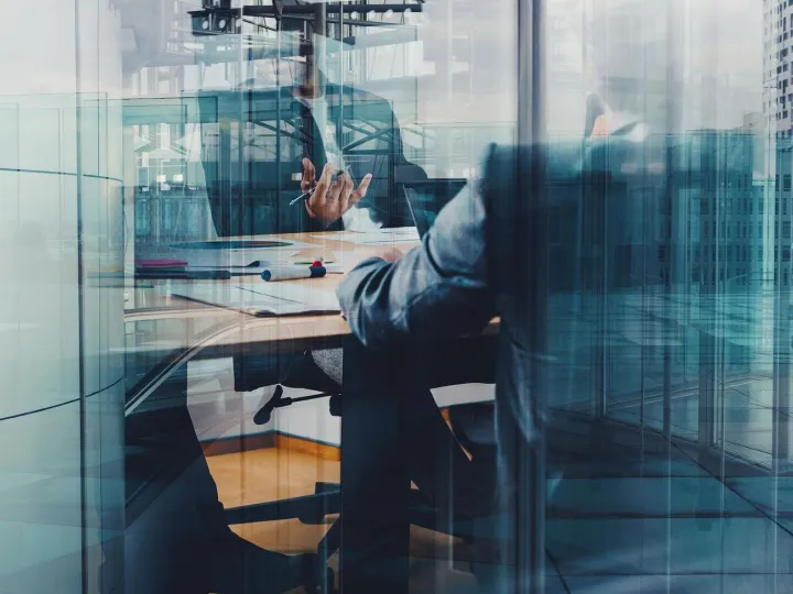 Meeting of business people in an office of a skyscraper