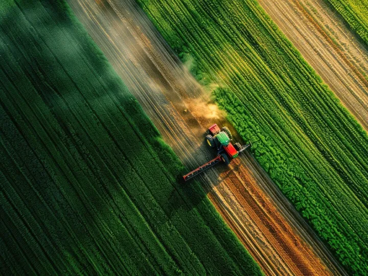 Tractor cultivating field