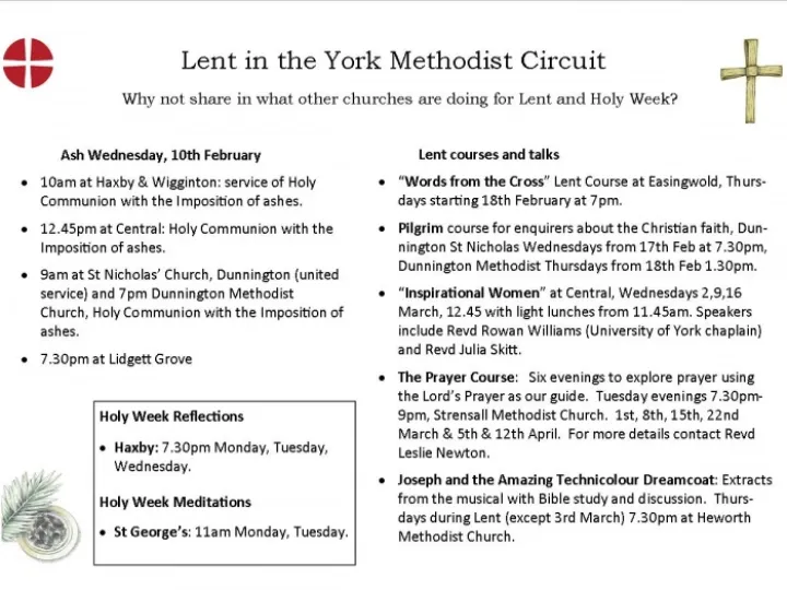 Lent and Easter events 2016