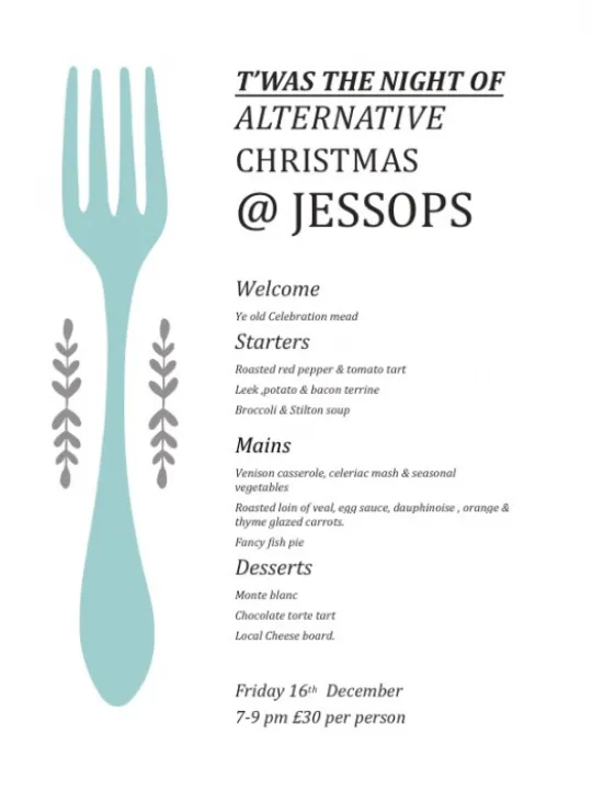 Jessops menu 16th Dec 2016