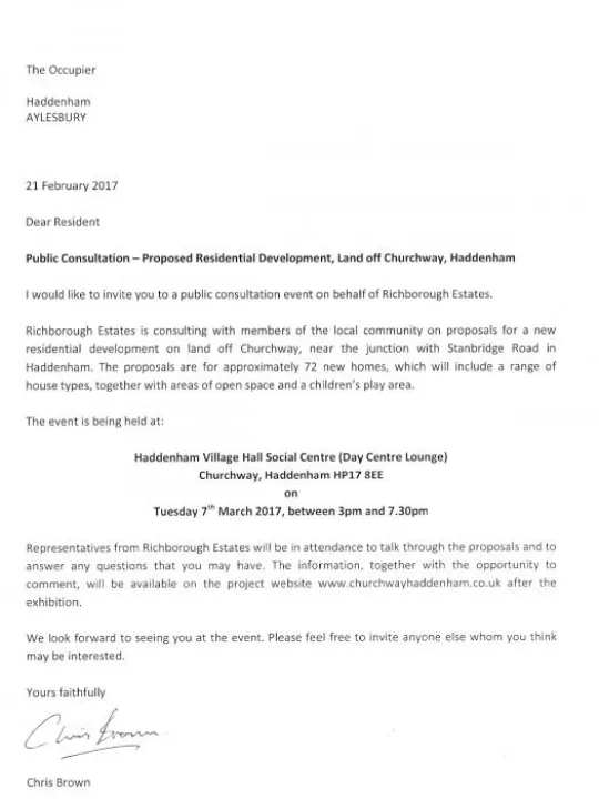 Richborough Estates' letter