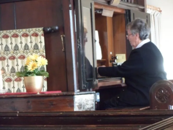 Audrey at the Church organ