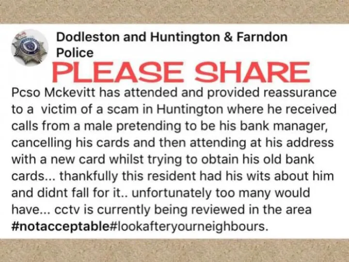 Tattenhall Online &ndash; bank scam