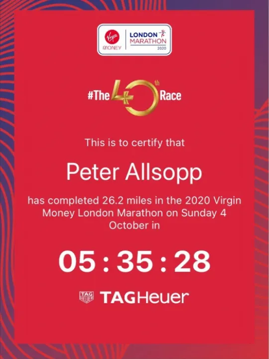 London Marathon completion time