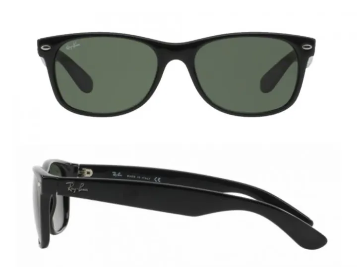 rb2132_901_shot2 Ray-Ban New Wayfarer in Black With Crystal Green Lenses