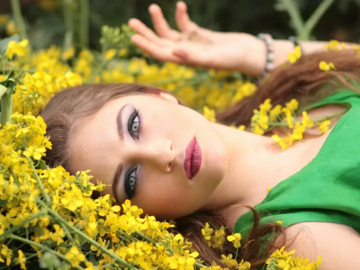 Girl, flowers, model