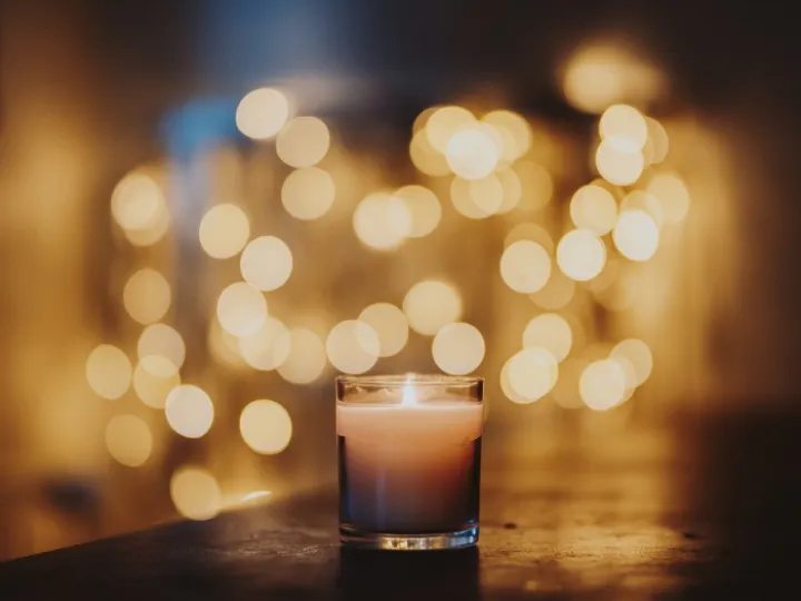 Candle, flame, bokeh