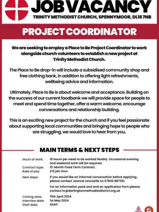 Job Advert &ndash; Trinity Methodist Church