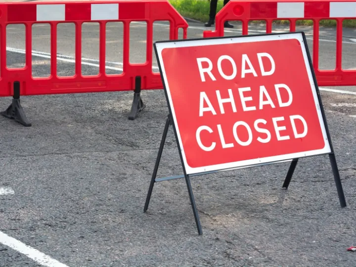 Road sign, red, warning