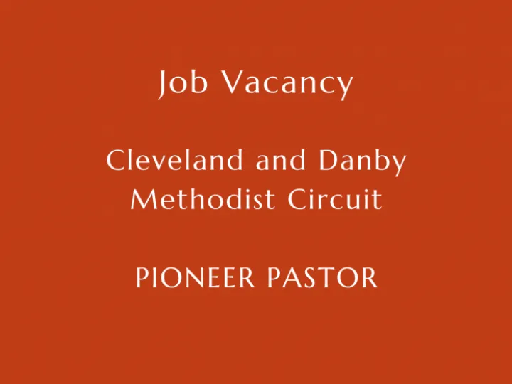 Job Vacancy &ndash; Pioneer