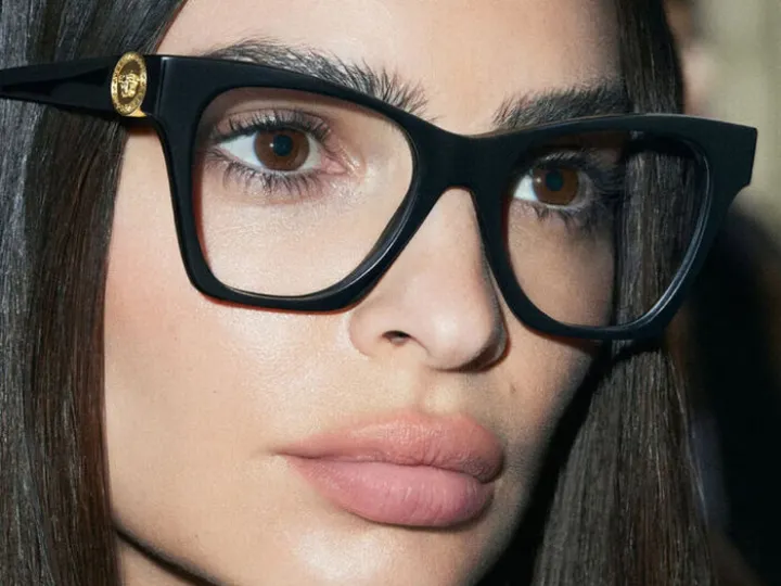 Woman wearing Versace glasses