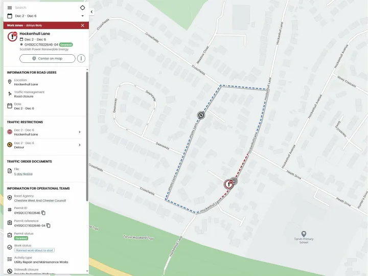 Road Closure Hockenhull Lane – 2nd Dec 2024