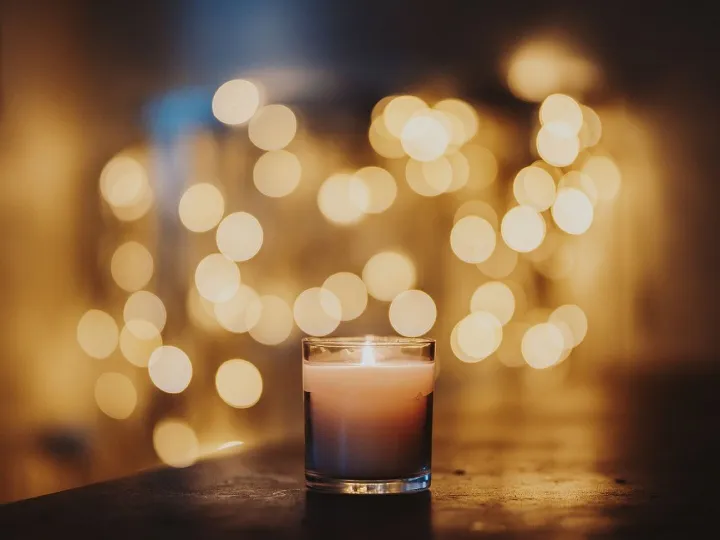 Candle, flame, bokeh
