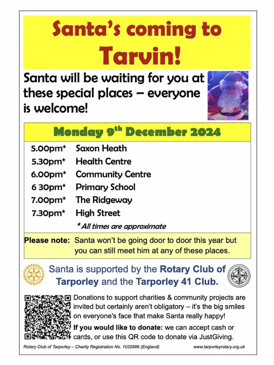Tarvin Santa Rotary A4 Poster 2024 Final 3x4
