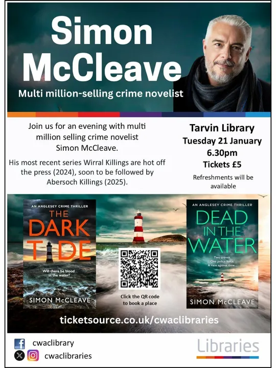 Tarvin Library &ndash; Simon McCleave Poster Jan 2025 3x