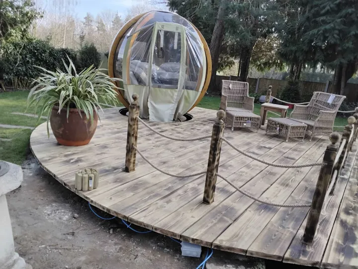 Decking with built-in planters